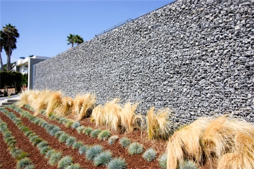 Tall gabion acoustic wall with good noise and sound reduction