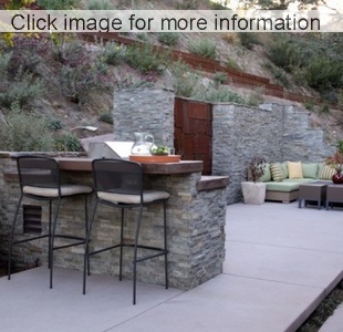 limestone garden stone wall around patio
