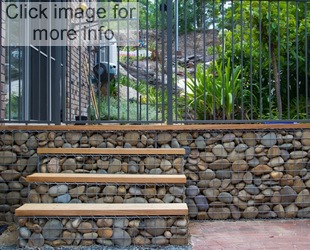 gabion steps with timber treads