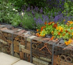 recycled gabion brick wall