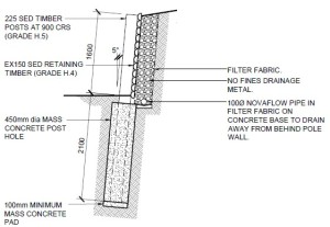 1.6m tall timber retaining wall