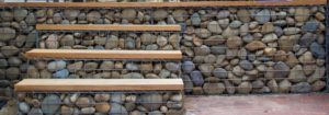 gabion step with timber tread