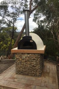 simple gabion pizza oven base